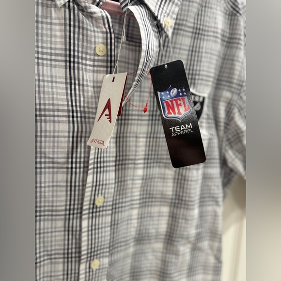 Las Vegas Raiders Antigua Plaid Button Down Shirt Mens Medium NWT NFL Licensed - Picture 7 of 8